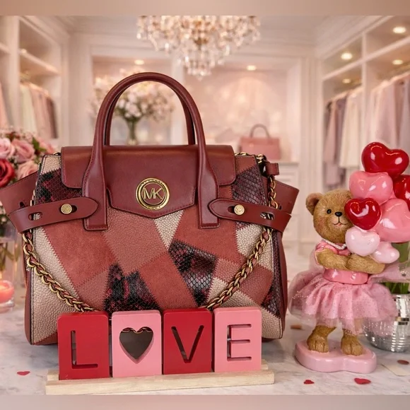 Michael‎ Kors Carmen Pink Flap Satchel Suede Patchwork Leather Crossbody Bag NWT - Picture 15 of 15